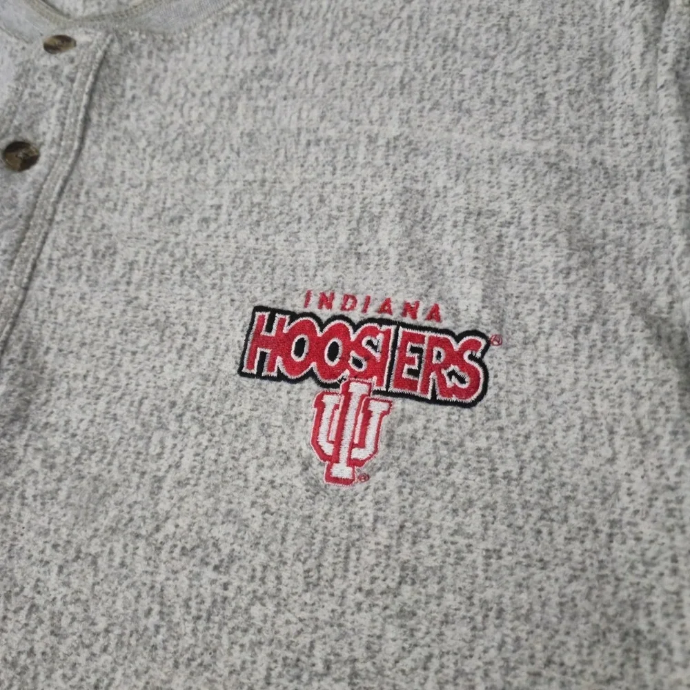Vintage Indiana Hoosiers Sweatshirt Henley 90s Size 3XL Gray Pro Edge - Picture 2 of 6